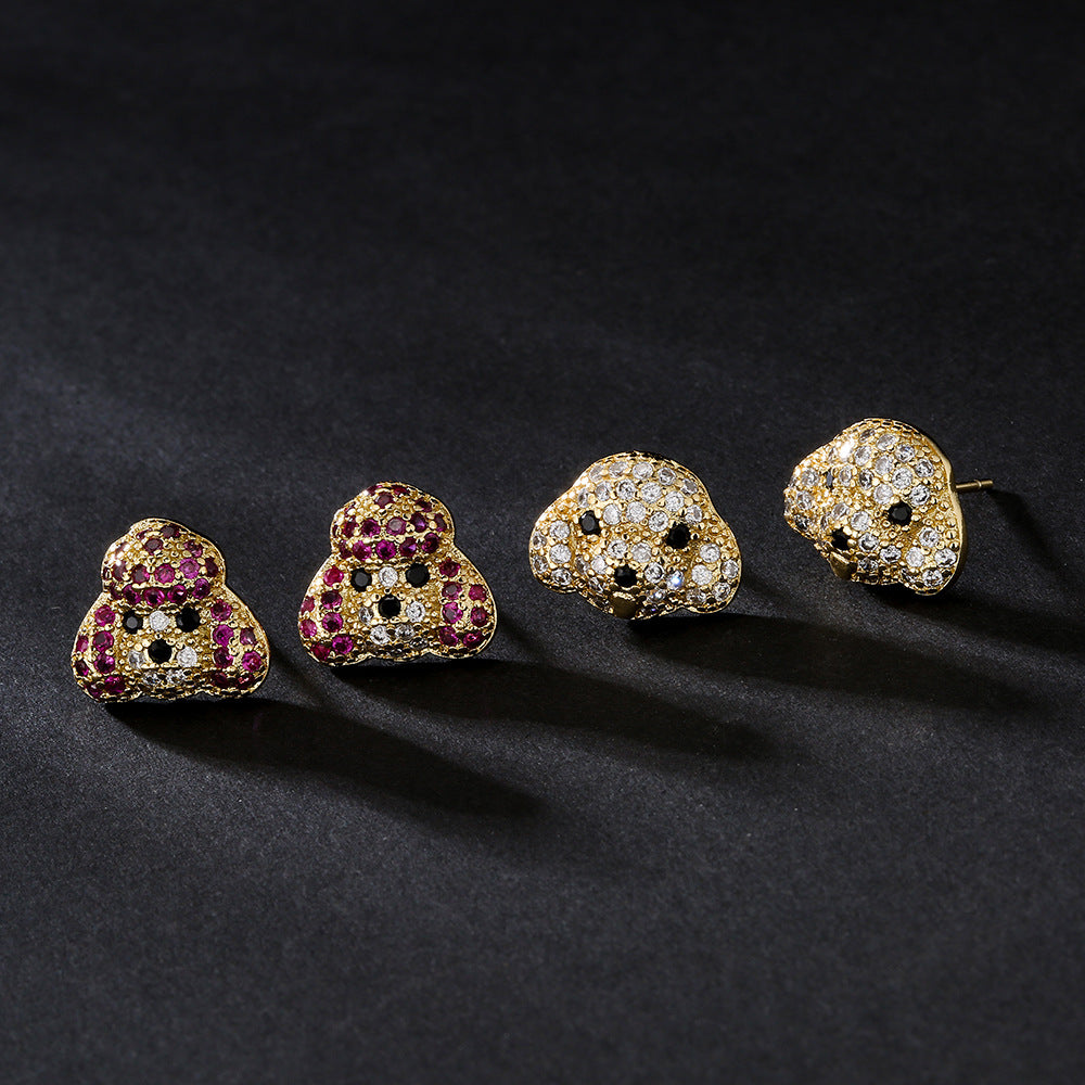 Orecchini a forma di animali carini in rame con Zirconi micro-incastonati, placcati in oro 18 carati da donna