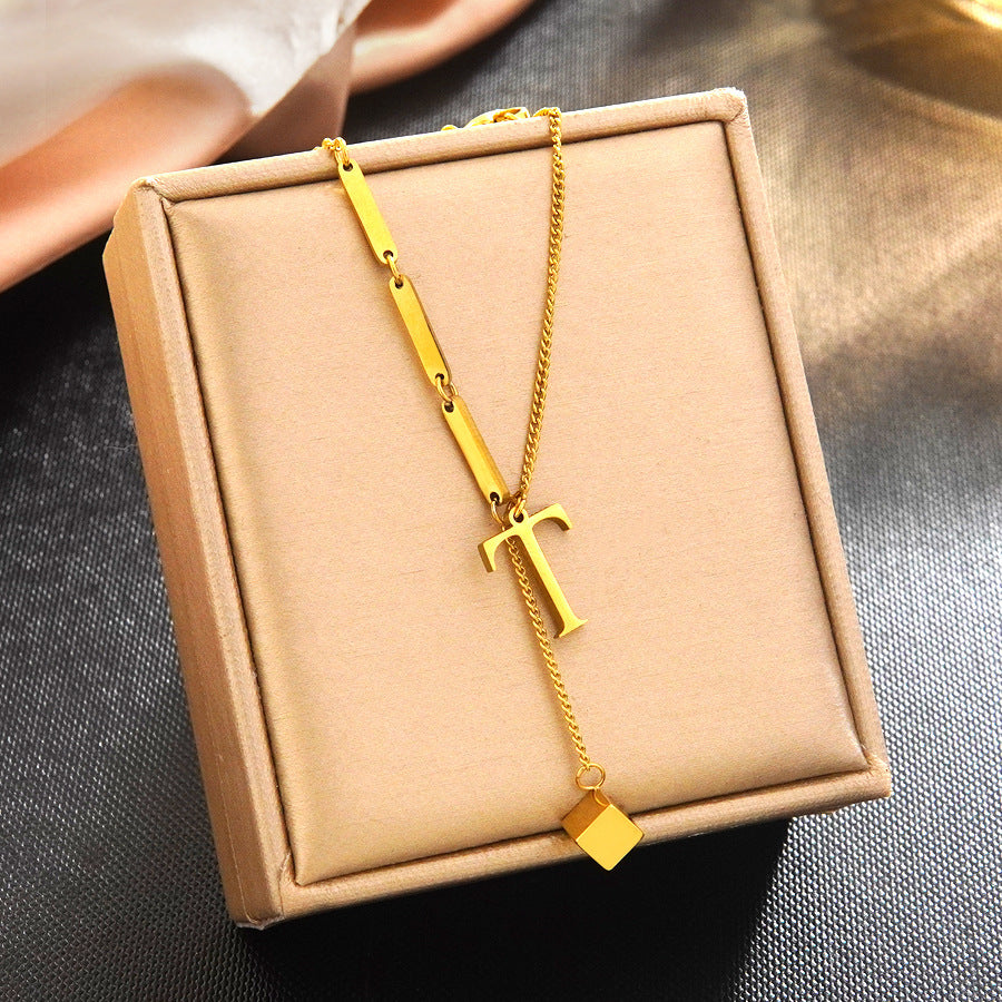 Minimalist Elegant 18K Gold Plated Stainless Steel Letter Bracelet