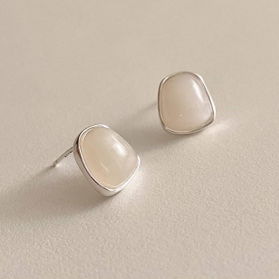 Minimalist Sweet 925 Sterling Silver Round Crystal Inlay Hoop Earrings