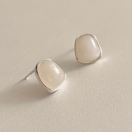 Orecchini a cerchio minimalisti in argento sterling 925 con intarsio in cristallo rotondo