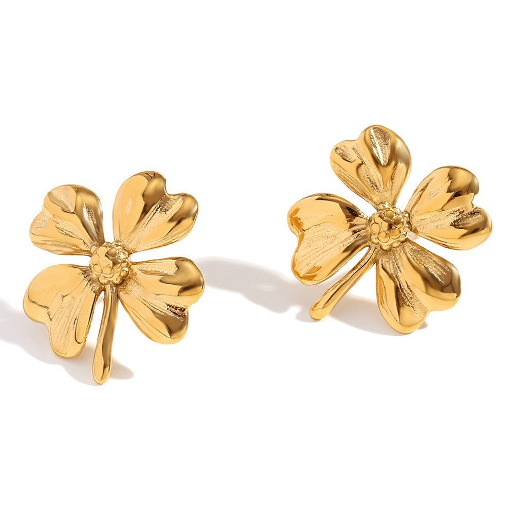 Vintage Floral Ring in Stainless Steel with 18K Gold Plating for Women