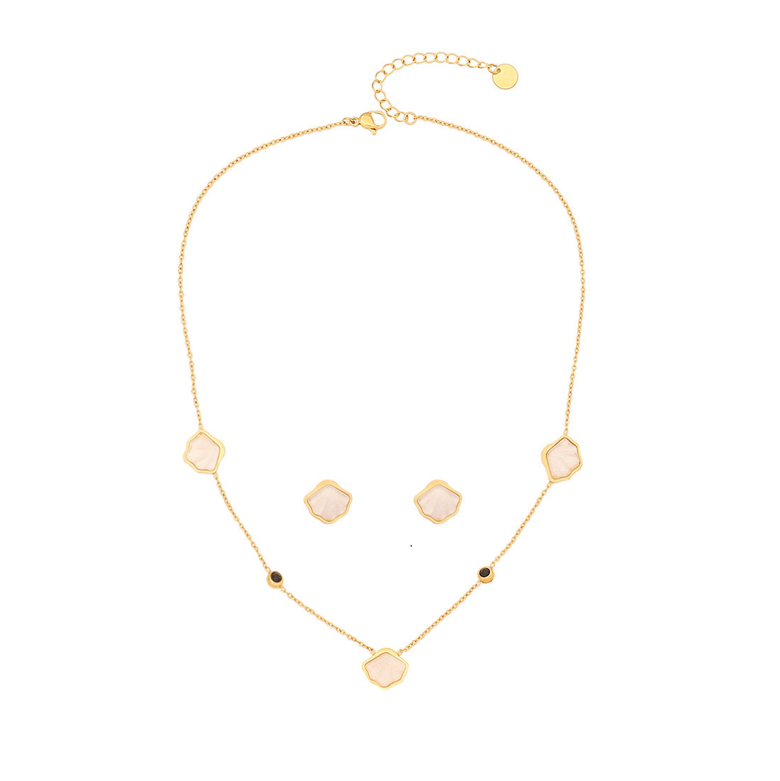 Juego de collar con colgante de esmeralda verde oliva geométrico y a la moda, de acero inoxidable con colgante de acero de titanio galvanizado y cadena para la clavícula para mujer