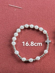 Unisex Geometric Cross Bracelet with Imitation Pearl Inlay Alloy Stainless Steel Accessories