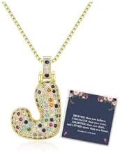 Sweet Hip-hop Letter Brass Cubic Zirconia Inlay Pendant Necklace Box Chain Unisex