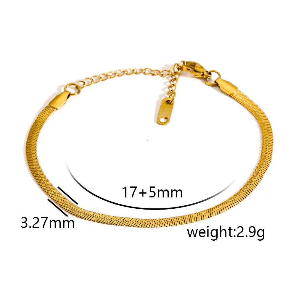 Cavigliera minimalista da donna in acciaio inossidabile placcato oro con piccole perline e ciondolo rotante