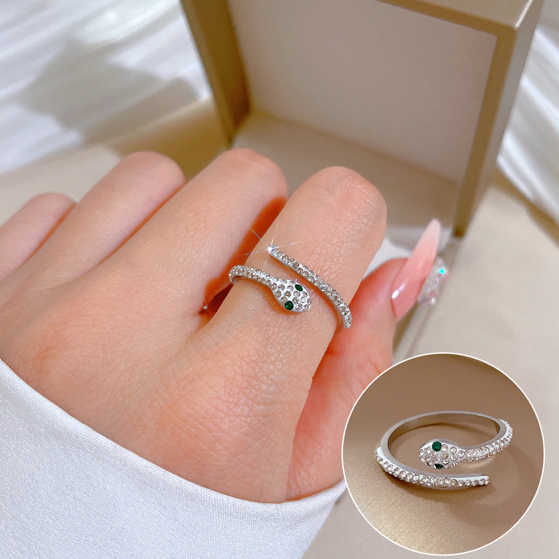 Snake Shape Titanium Steel Polished Minimalist Ring for Unisex