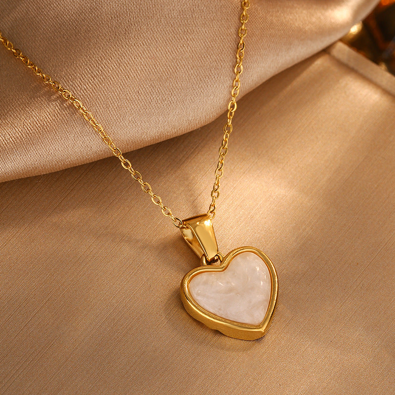 Collana con Ciondolo Minimalista a Cuore in Acciaio Inox Placcato per Donne