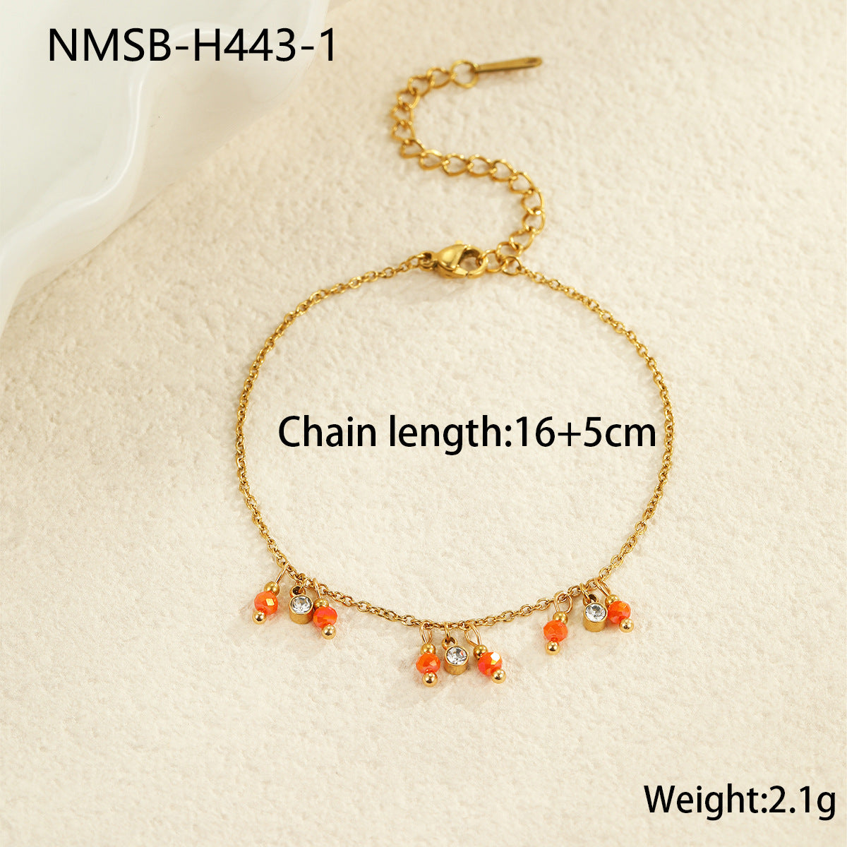 Minimalist Geometric Stainless Steel Bracelet with 18K Gold Plating for Women, Stackable Beaded Chain Jewelry