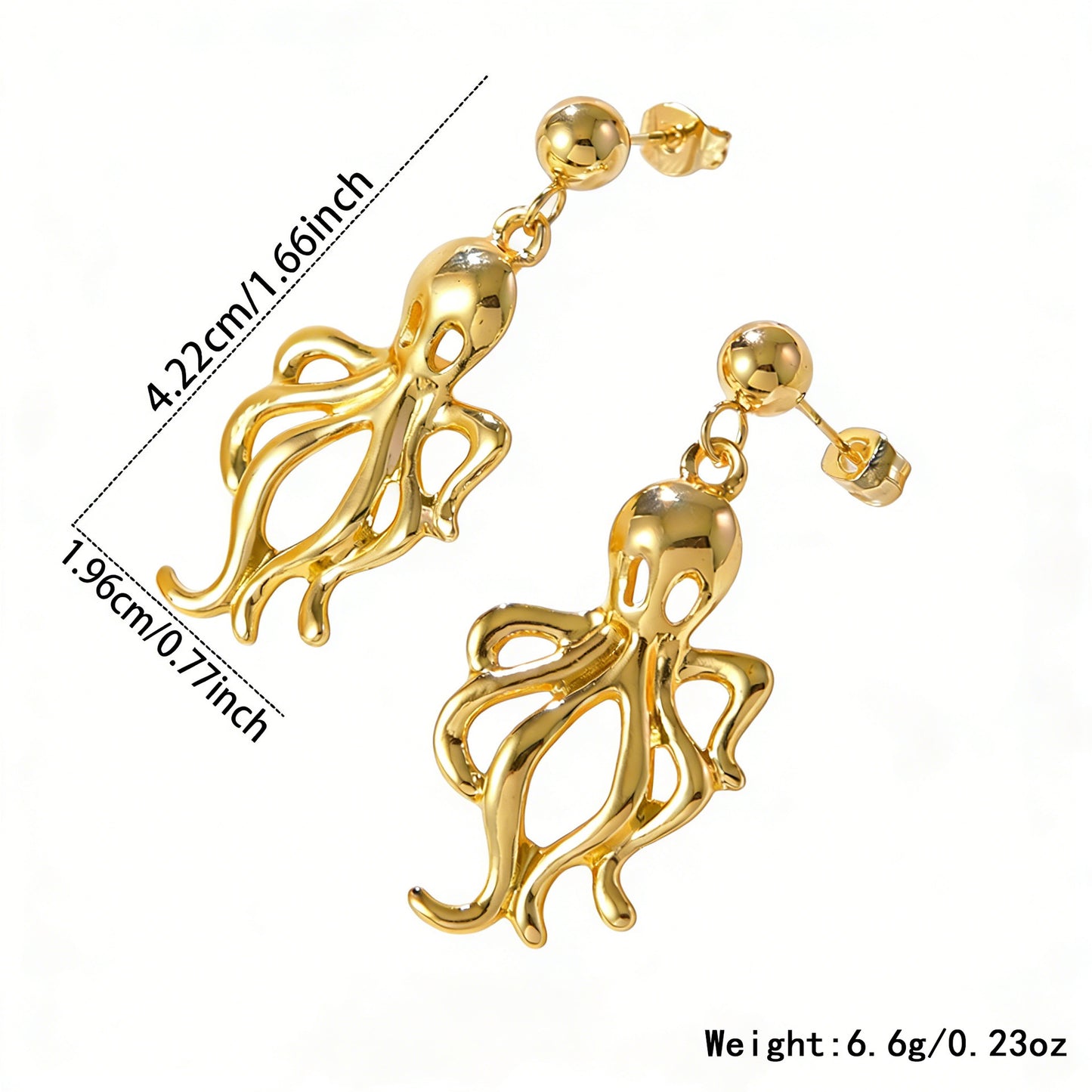 Orecchini da donna casual in acciaio inossidabile a forma geometrica di stella marina, conchiglia e granchio