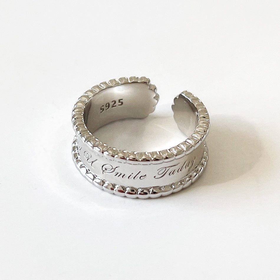 Minimalist 925 Sterling Silver Heart Letter Ring for Women
