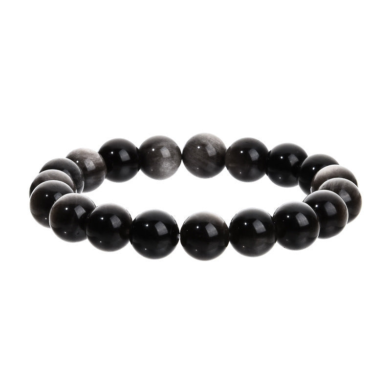 Elegant 10mm Round Agate Wood Crystal Beaded Bracelet Unisex Geometric Handmade Jewelry