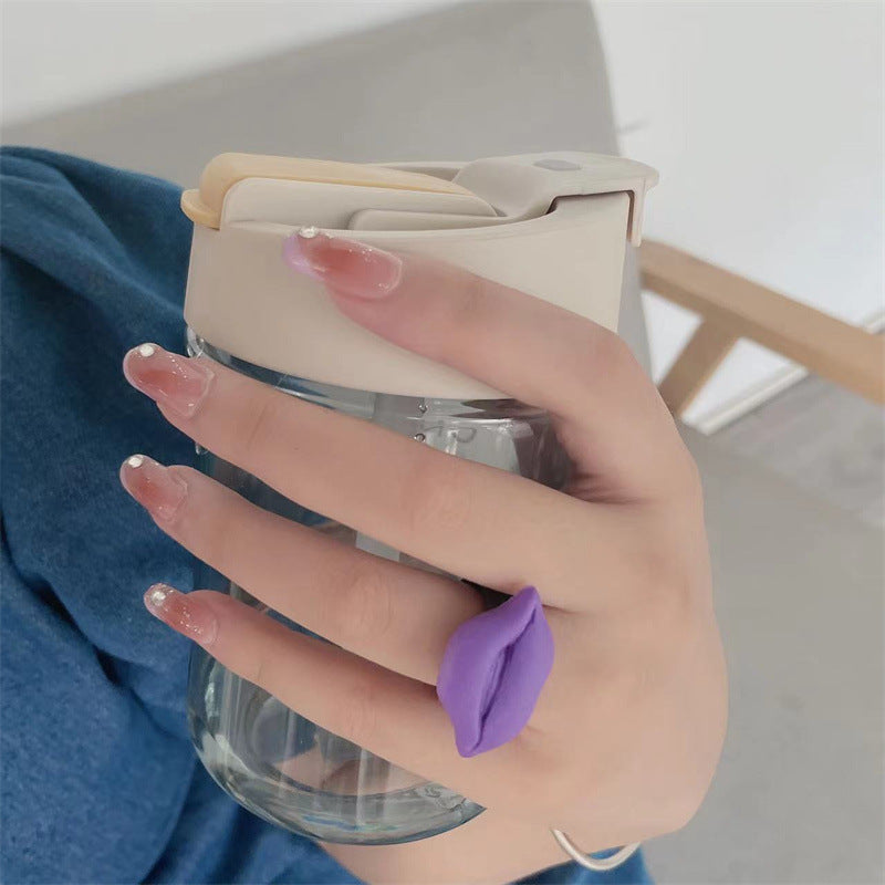Vintage Geometric Heart Cartoon Resin Ring