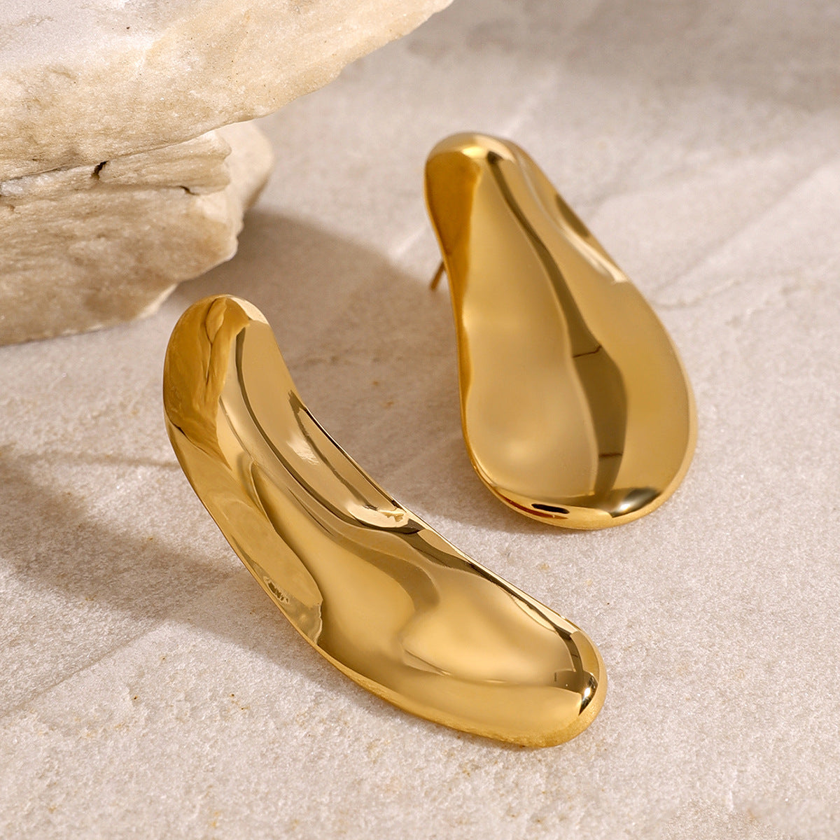 Vintage 18K Gold Plated Geometric Stainless Steel Earrings