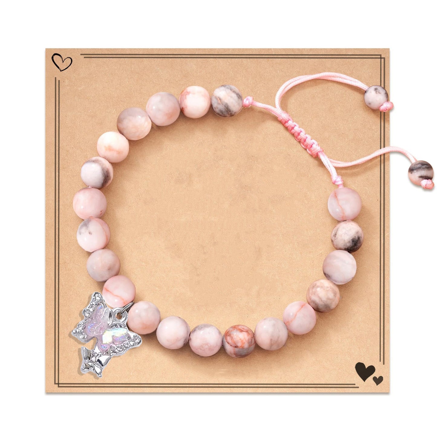Unisex Heart Natural Stone Beaded Bracelet