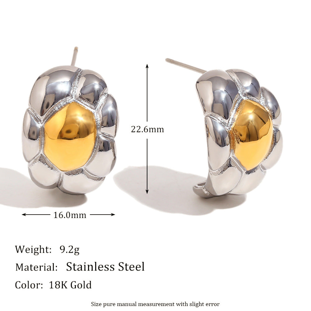 Orecchini a perno geometrici alla moda in acciaio inossidabile placcati oro 18 carati da donna