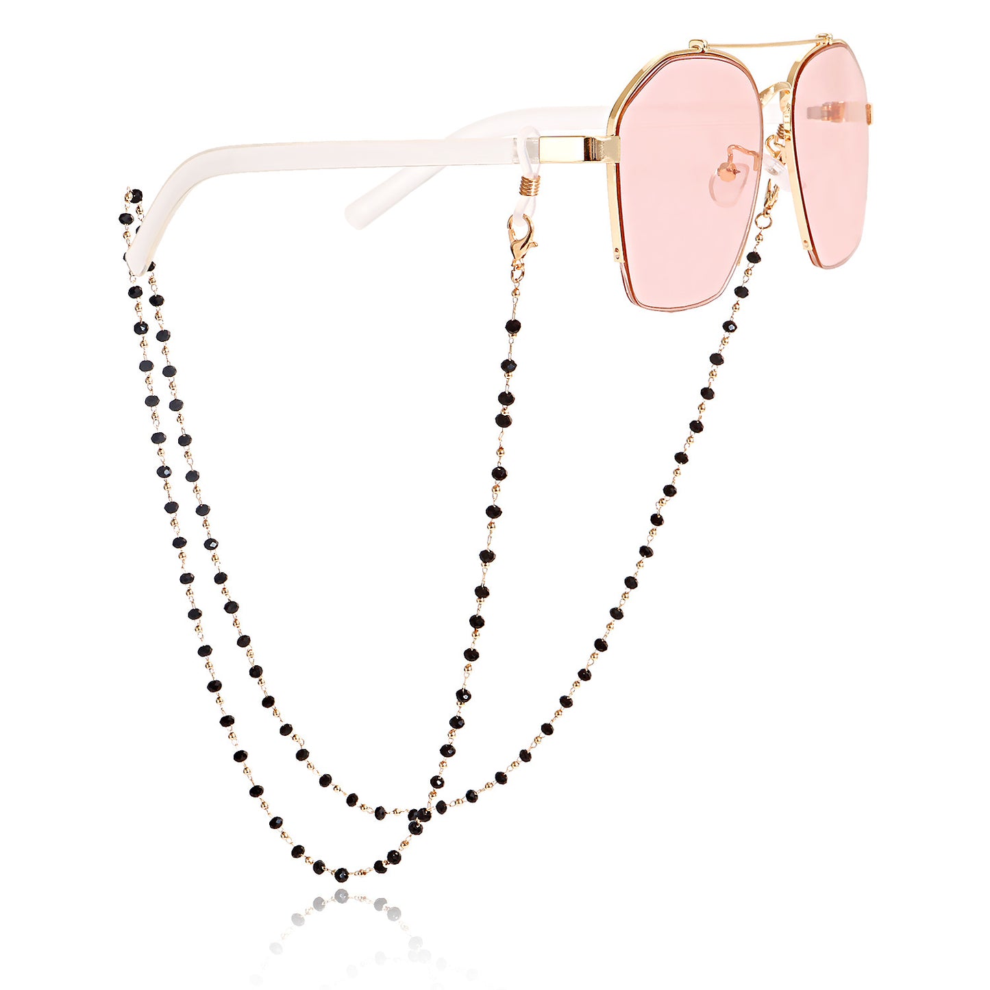 Casual Geometric Alloy Chain with Pearl and Crystal Inlay for Mask and Glasses