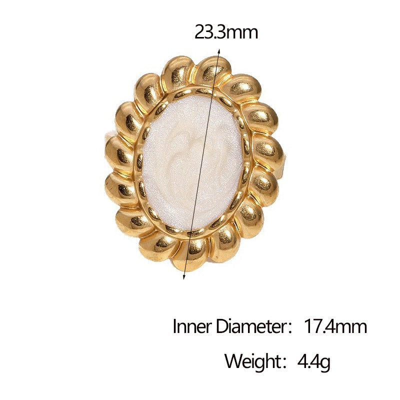 Anello Aperto Girasole Minimalista Placcato Oro 18K in Acciaio Inossidabile, Gioielli Floreali Geometrici da Donna