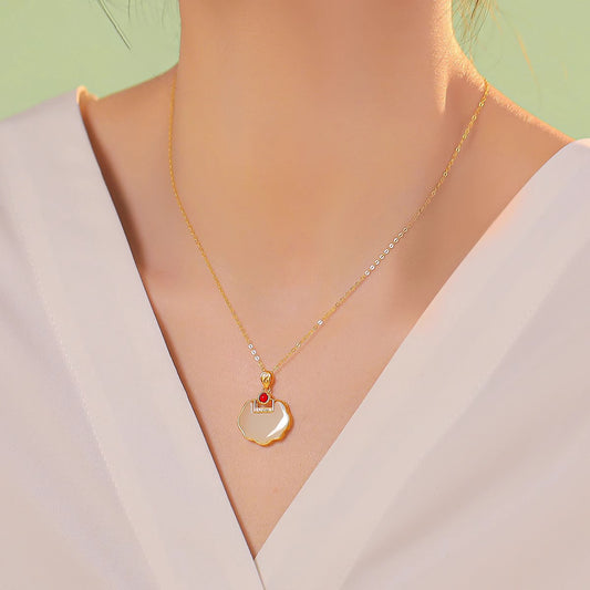 Collar con colgante de candado de oro bañado en cobre con forma floral minimalista para mujeres y hombres con cadena de acero de titanio tipo O