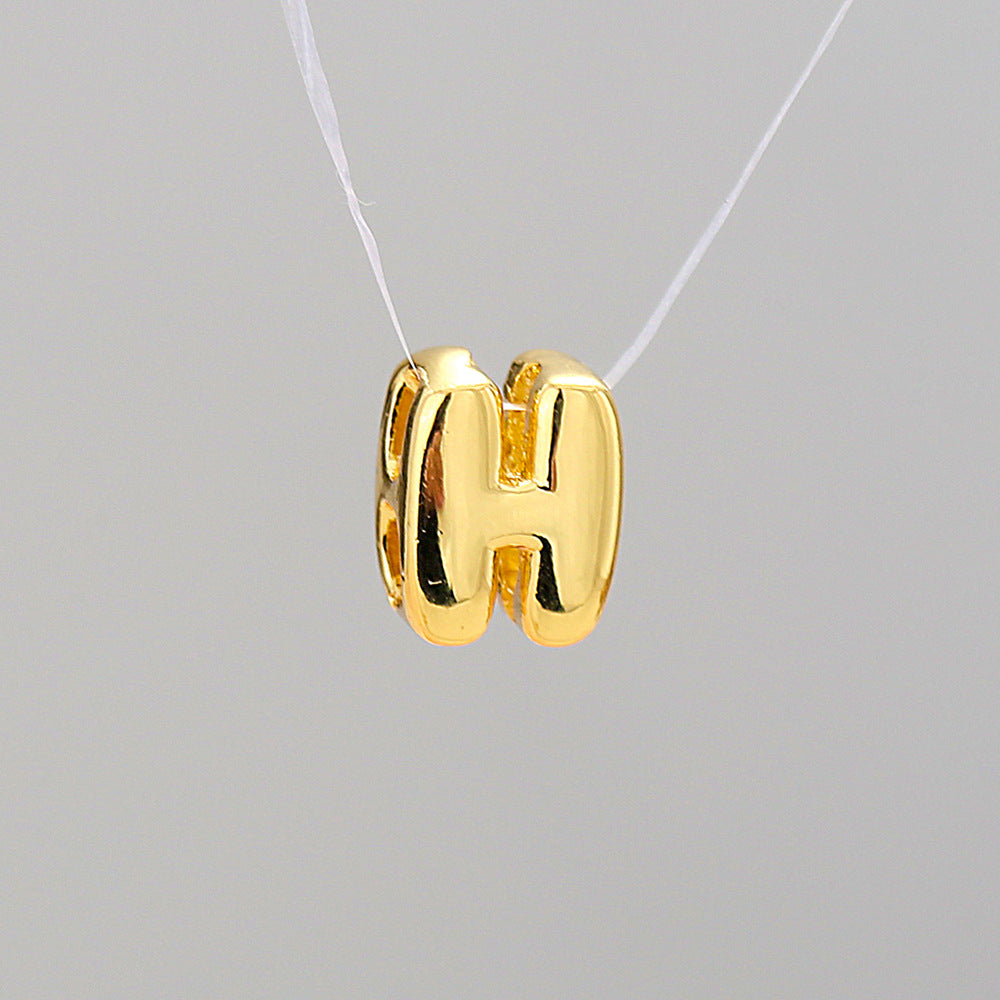 Gold Plated Brass Letter Pendant Stainless Steel Box Chain Necklace Charm Bar