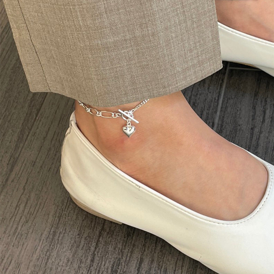 Korean Style Minimalist Star-Shaped 925 Sterling Silver Anklet with Plated Finish
