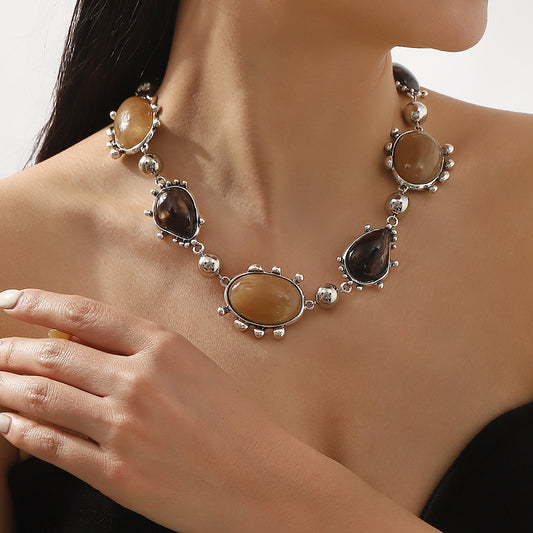 Collar de Dije Geométrico Minimalista para Mujer Aleación con Acentos de Pedrería Acabado Chapado