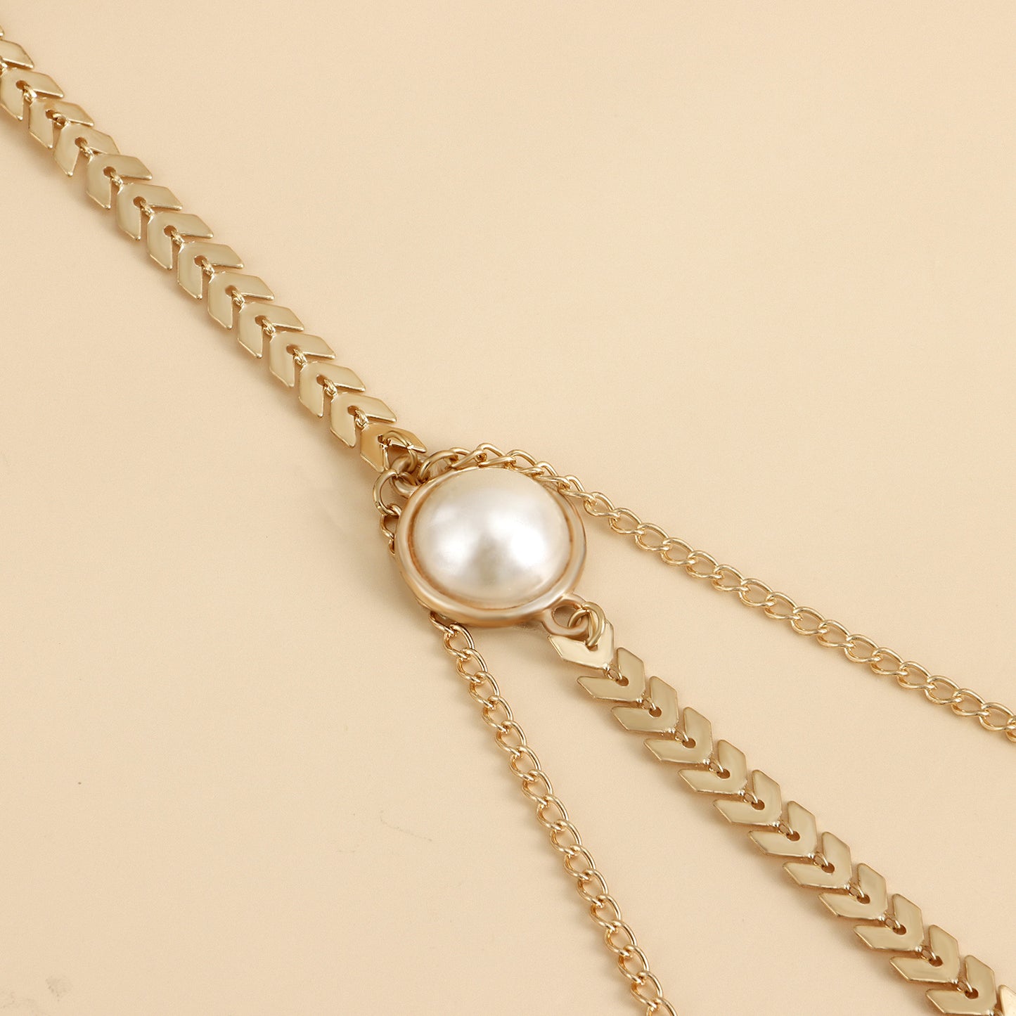 Minimalist Geometric Alloy Anklet with Elastic Band and Airplane Chain Design for Women
