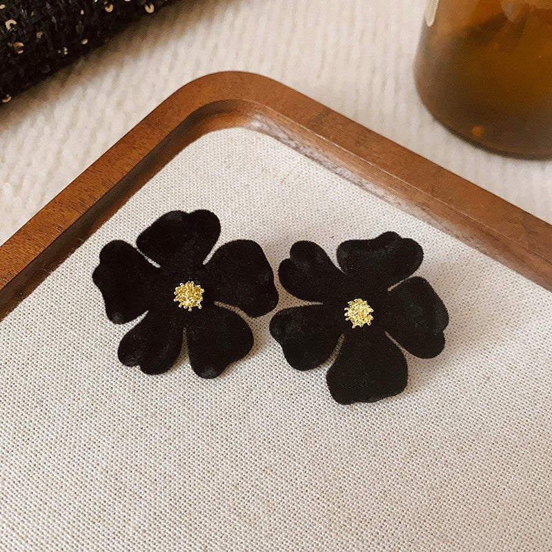 Chic French Vintage Floral and Geometric Earrings with Pearl Inlay in 925 Sterling Silver for Women