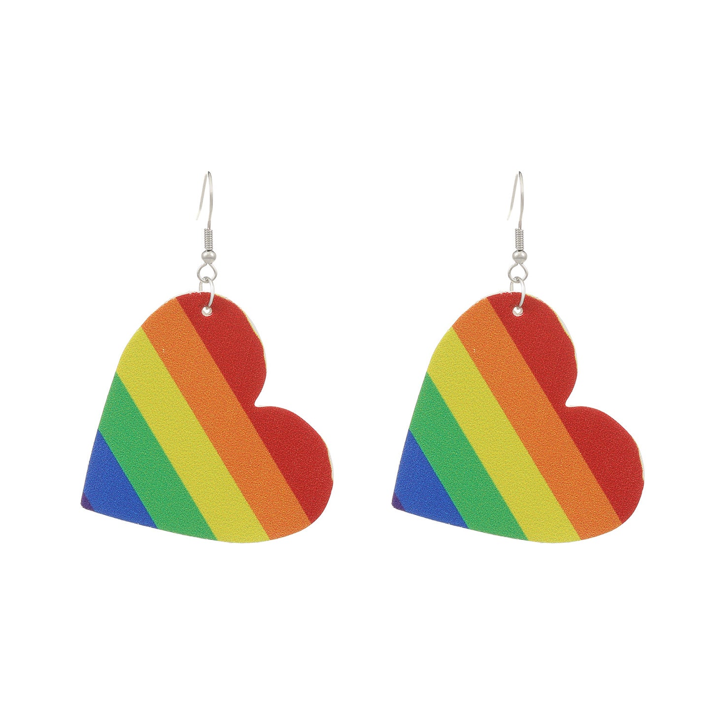 Casual Heart Shaped Leather Earrings with Checkered Gradient Leopard Print for Women