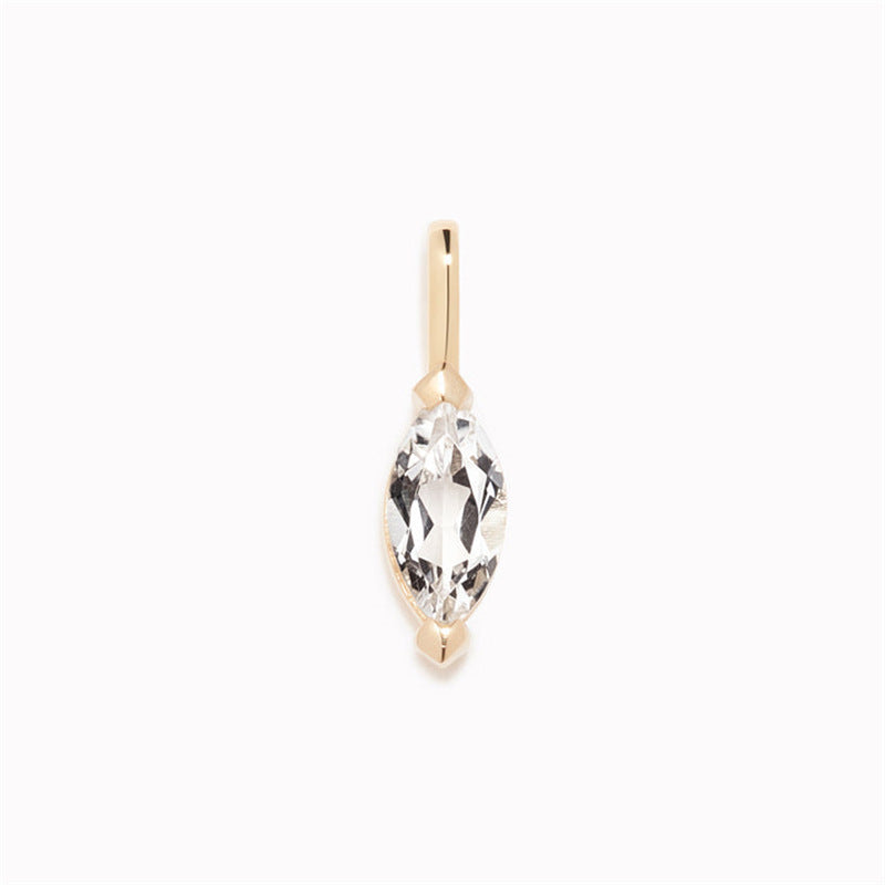Elegant Teardrop Geometric Titanium Steel Cubic Zirconia Inlay Pendant Charm Bar Plated