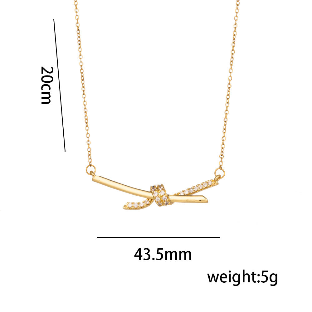 Minimalist Geometric Knot Pendant Necklace for Women in Titanium Steel with Gold Plating and O-Chain Design