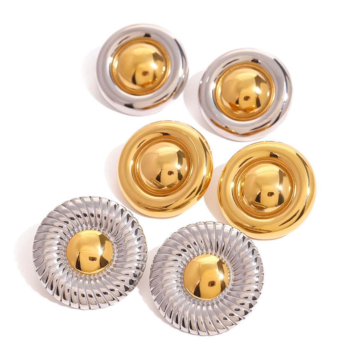 Orecchini a Cerchio da Donna Geometrici Placcati in Acciaio Inox con Stile Moderno Minimalista