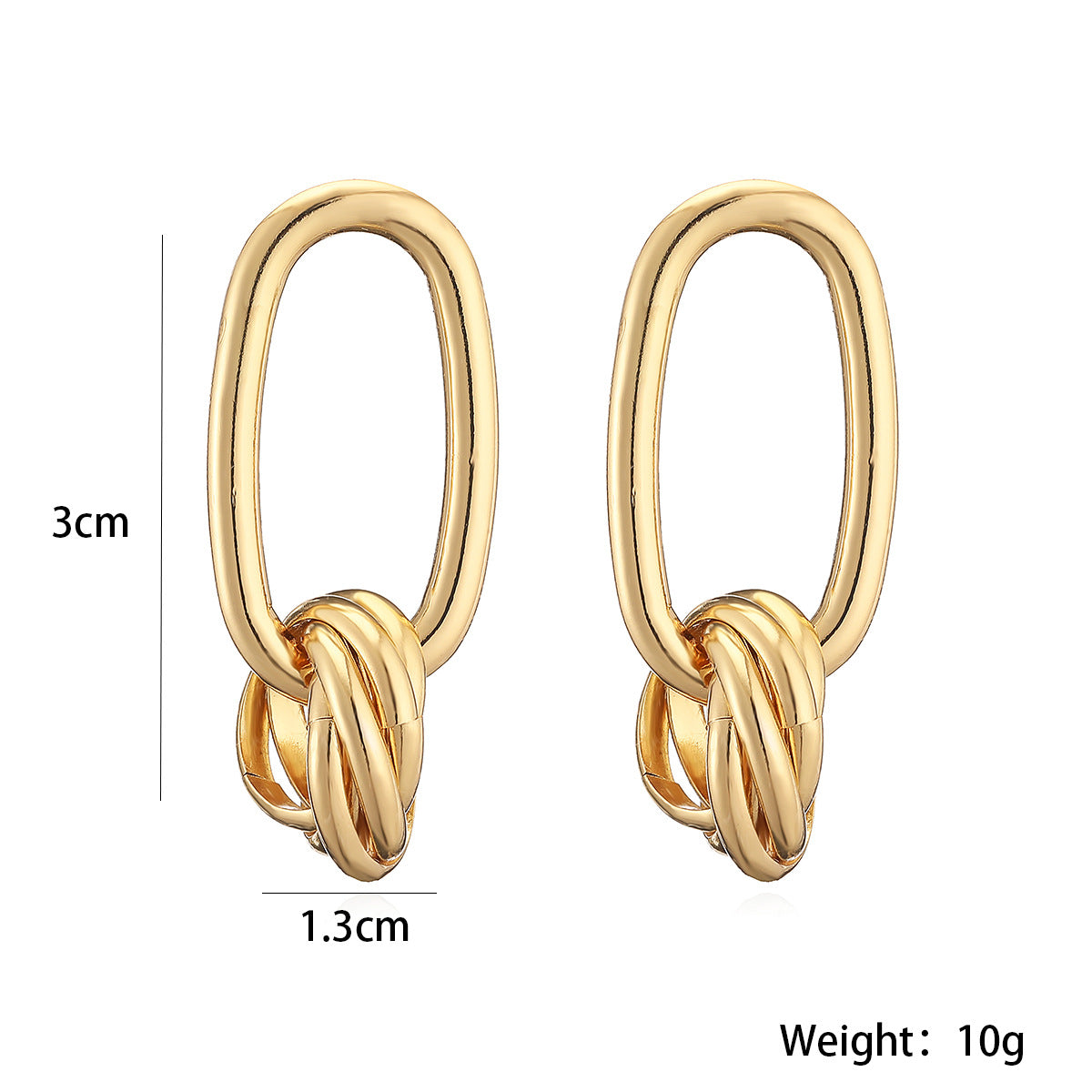 Minimalist Irregular Geometric Copper Earrings with Real Gold Plating for Women