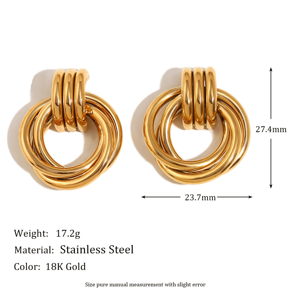Orecchini alla Moda in Acciaio Inossidabile Geometrici Vintage Placcati Oro 18K da Donna