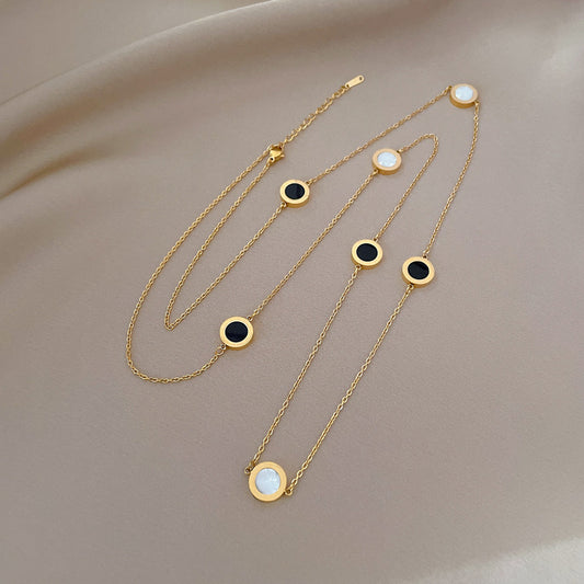 Minimalist Geometric Titanium Steel Pendant Necklace with Gold Plating for Women and Men