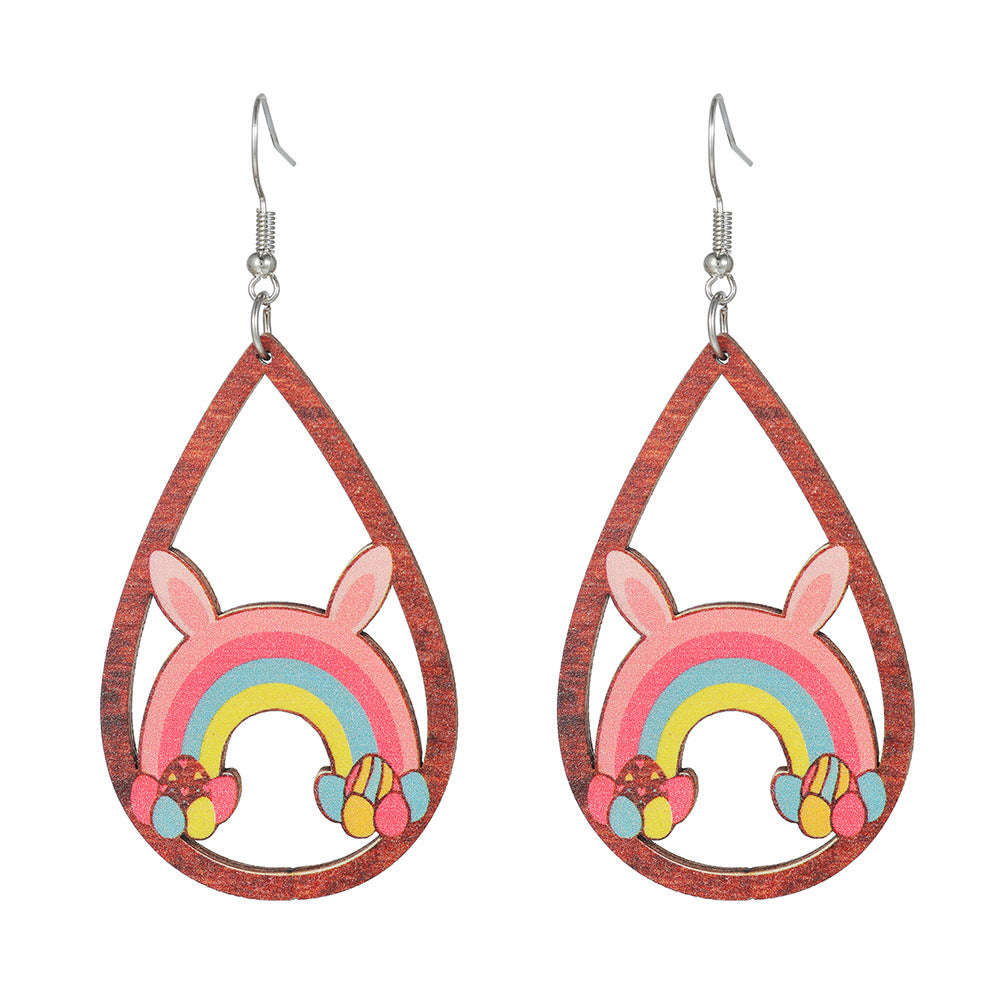 Hollow Maple Leaf Teardrop Wood Plated Earrings