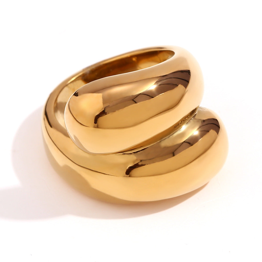 Anello minimalista geometrico in acciaio inossidabile con placcatura in oro 18 carati da donna