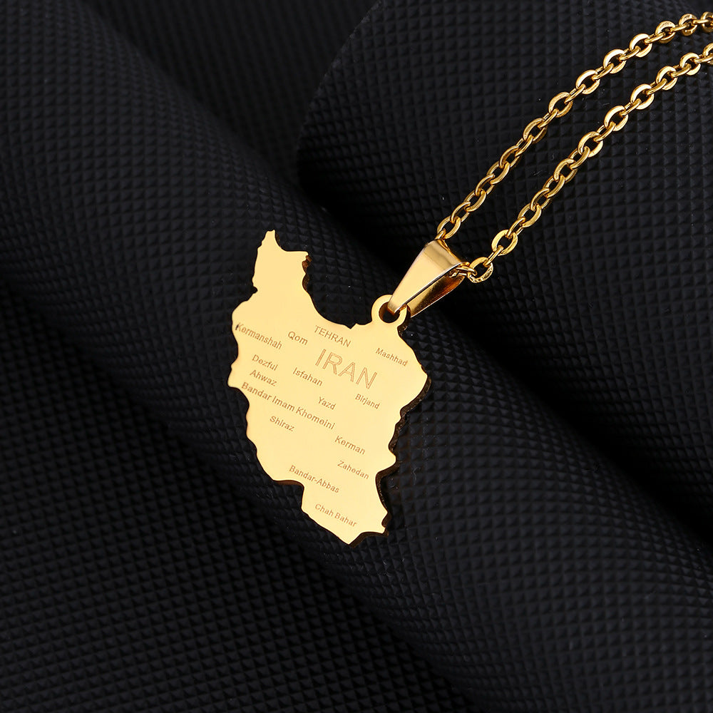 Collana con Pendente Geometrico in Stile Etnico in Acciaio Inox con Pendente in Acciaio al Titanio e Finitura Galvanizzata per Coppie