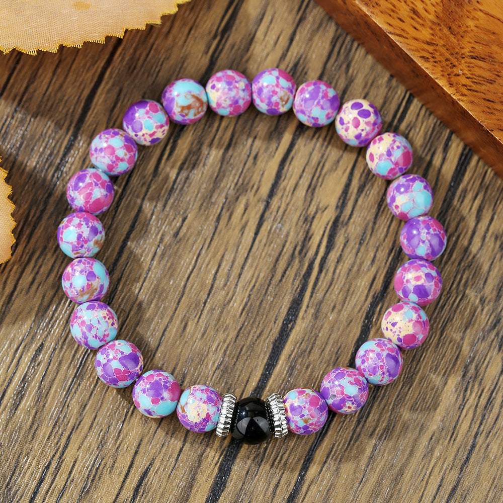 Round Agate Beaded Bracelet