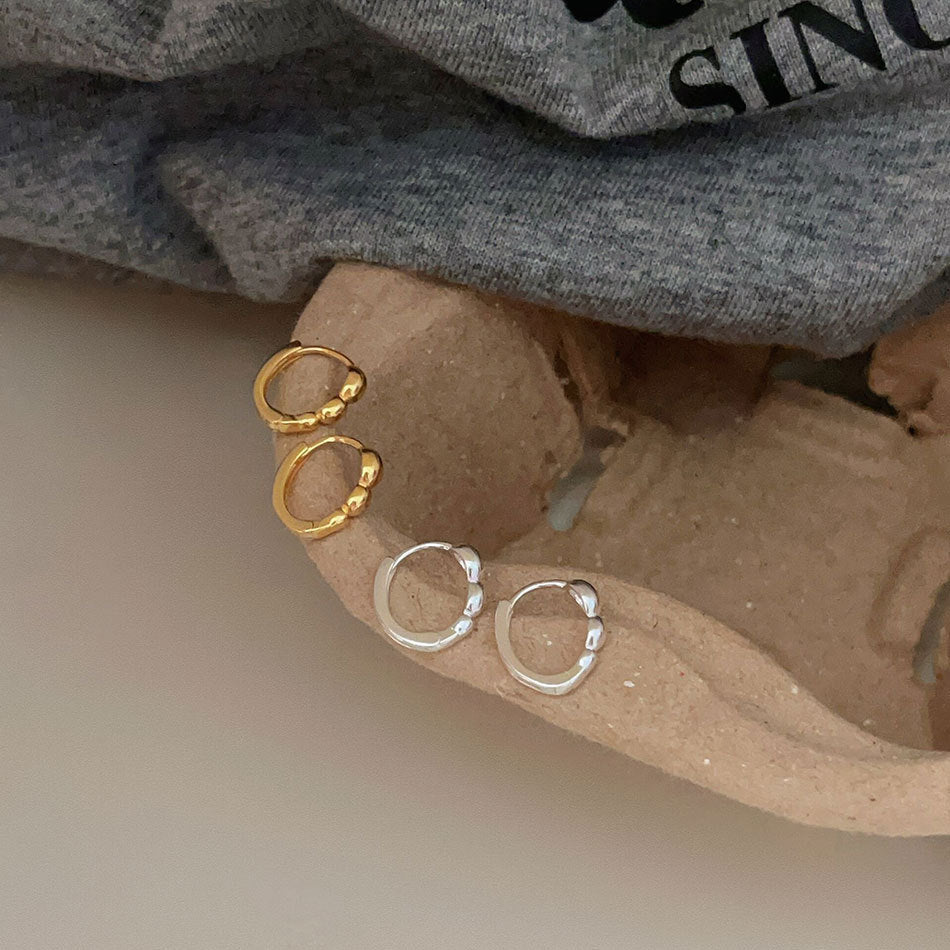 Minimalist Geometric Silver Ear Studs with Rounded Square Cubes in 925 Sterling Silver