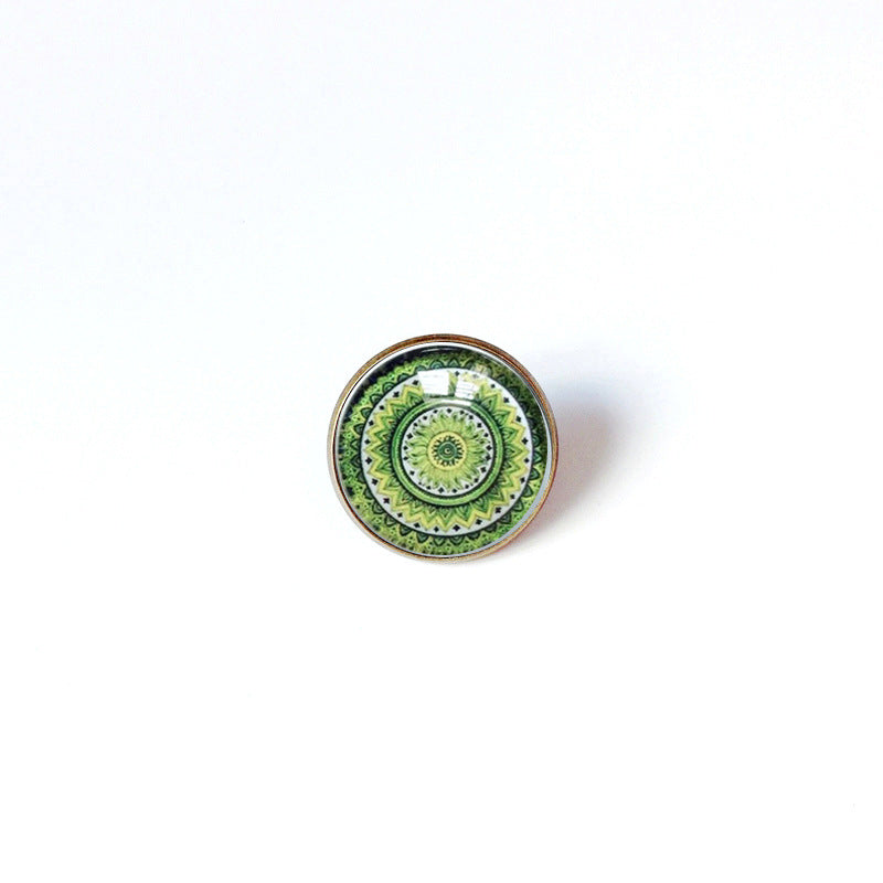 Broche floral vintage bohemio de mandala en latón con acabado chapado para mujeres y hombres