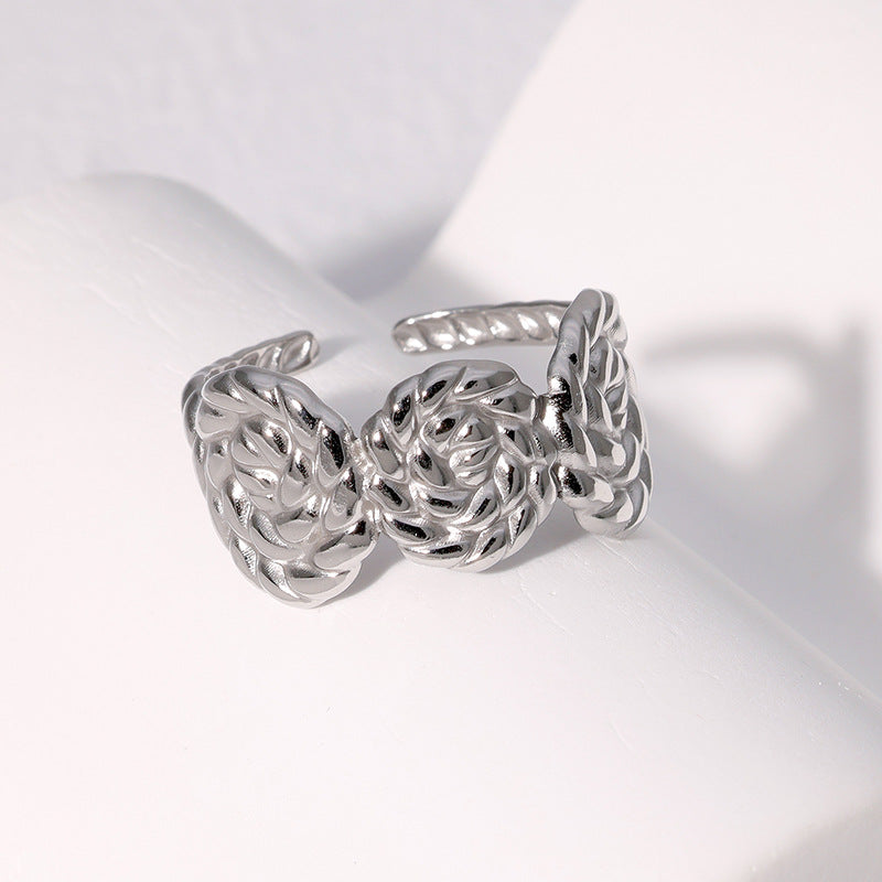Anello aperto a fiore geometrico minimalista in acciaio inossidabile placcato oro 18 carati, gioielli da donna