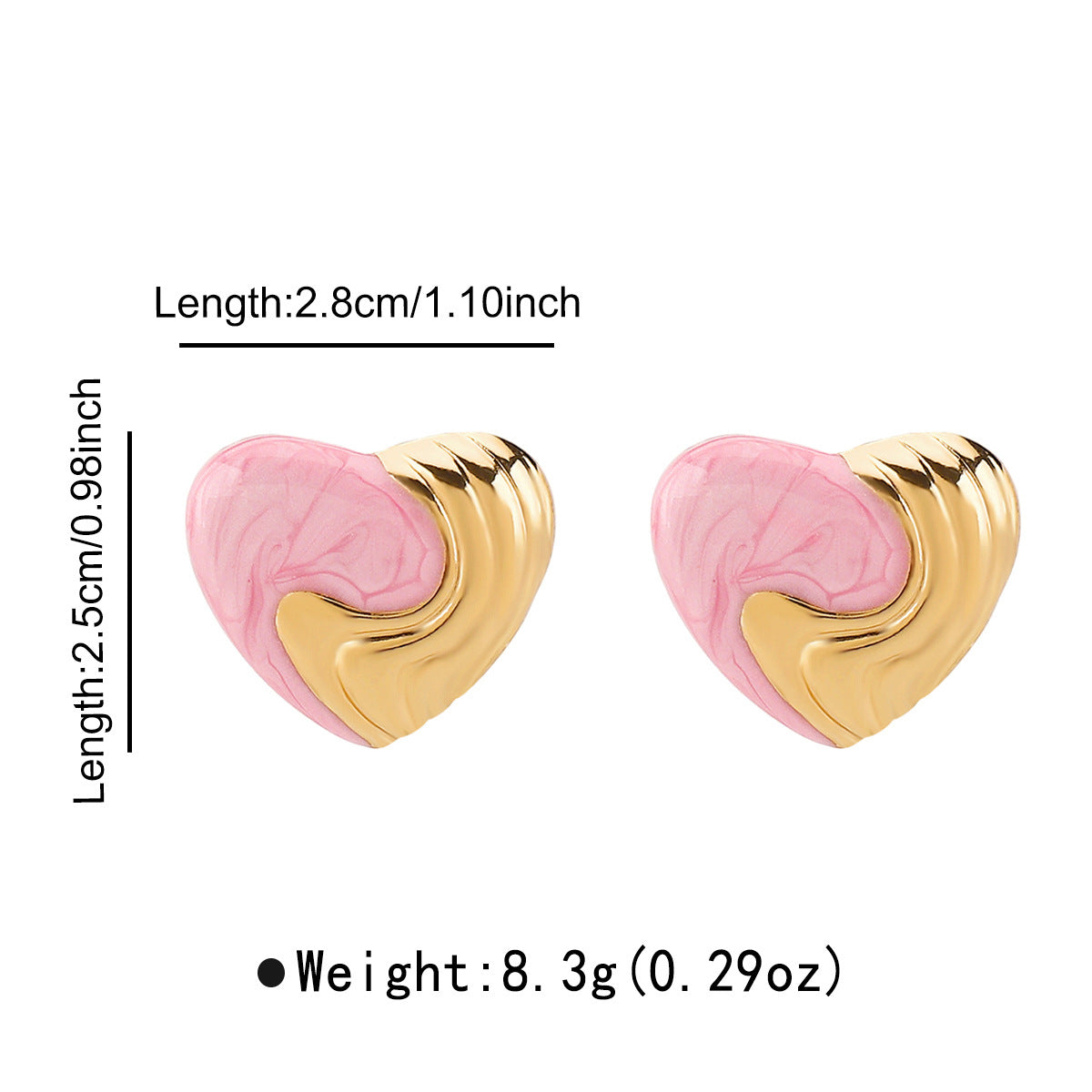 Sweet Minimalist Heart-Shaped Stainless Steel Earrings with Enamel Finish in Multi-Color Accents