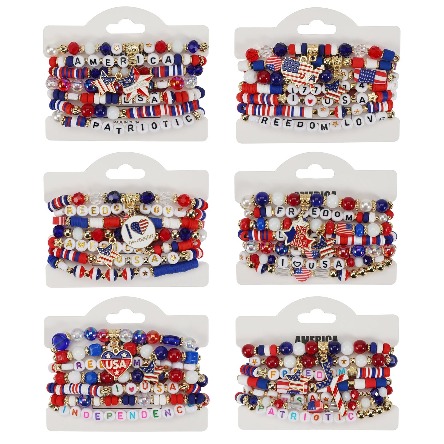 Geometric Resin Bracelet Unisex Patriotic Gift