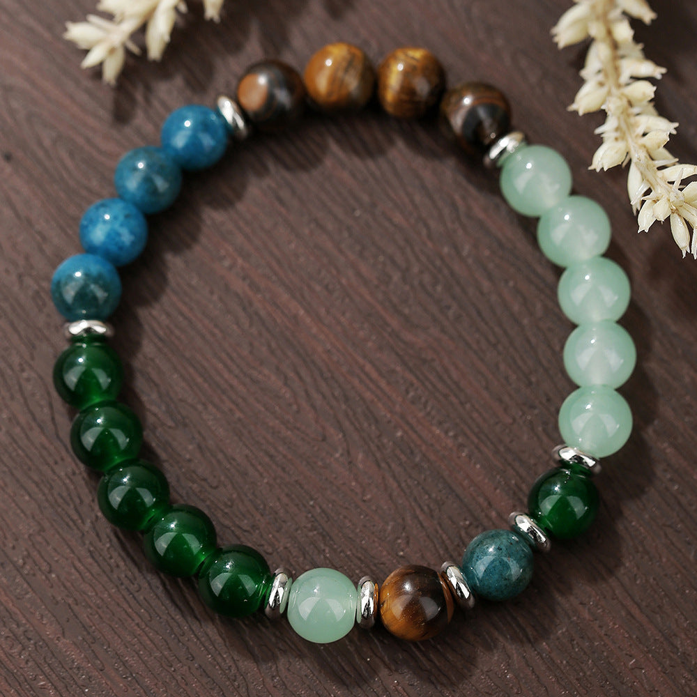 Men's Black Hematite and Wood Chip Beaded Stretch Bracelet