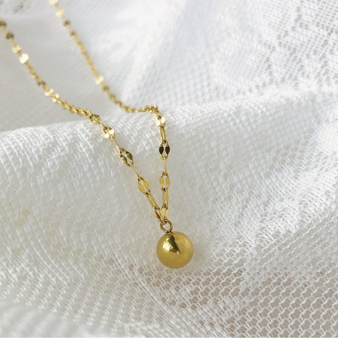Minimalist Round Plated Titanium Steel Bead Necklace for Women