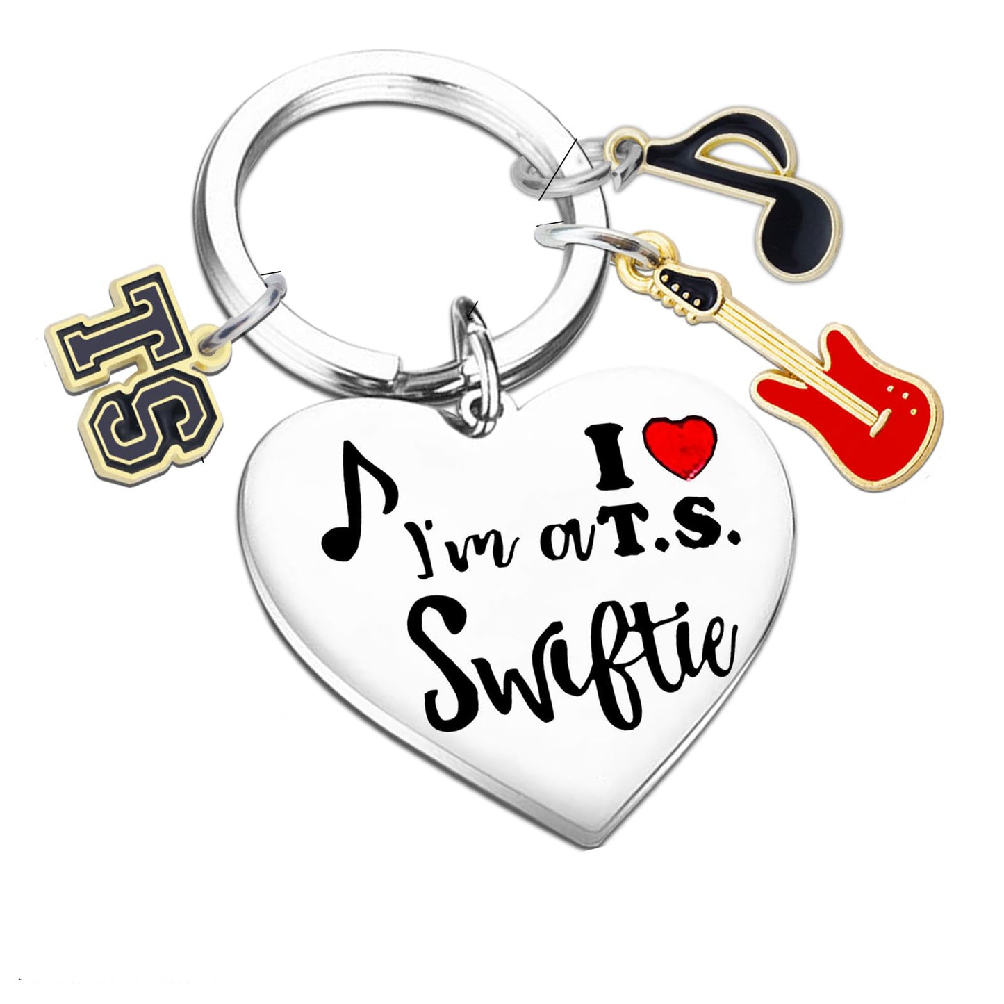 Minimalist Heart Shape Stainless Steel Keychain with Printed Pattern