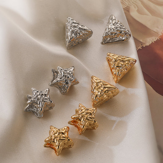 Minimalist Geometric Folded Triangle Earrings for Women in Brass with Electroplating Finish