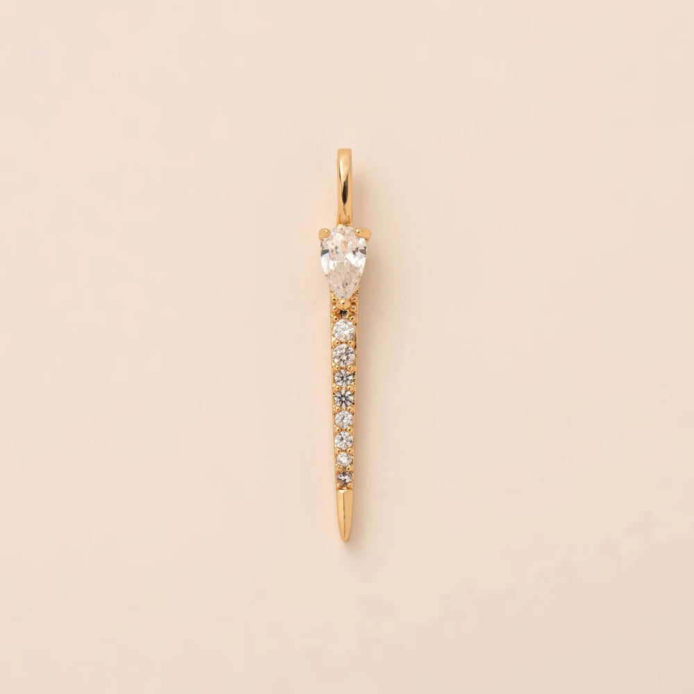 Minimalist Elegant U-Shaped Letter Pendant 18K Gold Plated Brass with Cubic Zirconia Necklace for Unisex