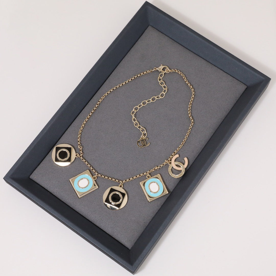 Luxury Gold Plated Brass Enamel Letter C Pendant Necklace for Women