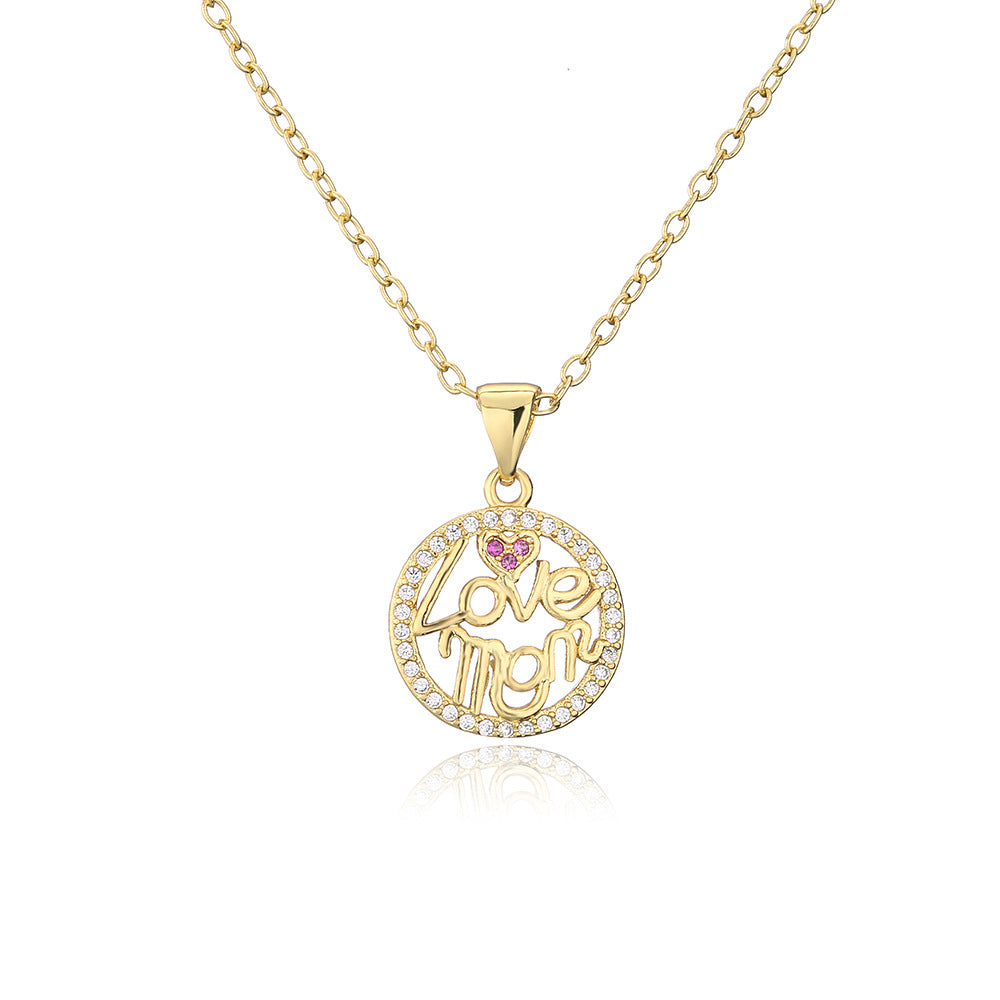 Collana Pendente a Cuore Minimalista in Rame Placcato Oro 18K con Intarsio di Zirconi da Donna